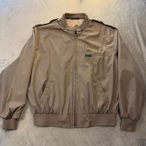 Vintage Members Only Mens Tan Khaki Racer Bomber Jacket Size L Large 80s 90s